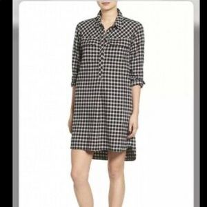 Madewell black and white flannel shirt dress